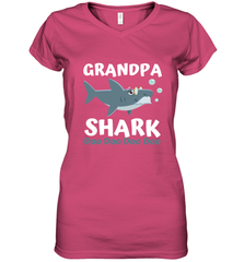 Grandpa Shark Family Shark Women's V-Neck T-Shirt Women's V-Neck T-Shirt - belovedtshirt