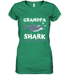 Grandpa Shark Family Shark Women's V-Neck T-Shirt Women's V-Neck T-Shirt - belovedtshirt