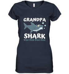 Grandpa Shark Family Shark Women's V-Neck T-Shirt Women's V-Neck T-Shirt - belovedtshirt