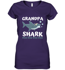 Grandpa Shark Family Shark Women's V-Neck T-Shirt Women's V-Neck T-Shirt - belovedtshirt