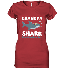 Grandpa Shark Family Shark Women's V-Neck T-Shirt Women's V-Neck T-Shirt - belovedtshirt