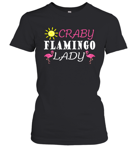 Crazy Pink Flamingo Lady Women's T-Shirt Women's T-Shirt / Black / XS Women's T-Shirt - belovedtshirt