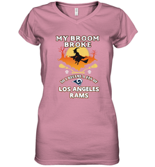 Broom Broke So I Became A Fan of Los Angeles Rams   NFL Halloween Costume Women's V-Neck T-Shirt Women's V-Neck T-Shirt - belovedtshirt
