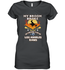 Broom Broke So I Became A Fan of Los Angeles Rams   NFL Halloween Costume Women's V-Neck T-Shirt Women's V-Neck T-Shirt - belovedtshirt