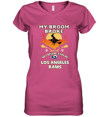 Broom Broke So I Became A Fan of Los Angeles Rams   NFL Halloween Costume Women's V-Neck T-Shirt Women's V-Neck T-Shirt - belovedtshirt
