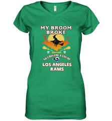 Broom Broke So I Became A Fan of Los Angeles Rams   NFL Halloween Costume Women's V-Neck T-Shirt Women's V-Neck T-Shirt - belovedtshirt