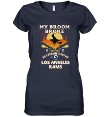Broom Broke So I Became A Fan of Los Angeles Rams   NFL Halloween Costume Women's V-Neck T-Shirt Women's V-Neck T-Shirt - belovedtshirt