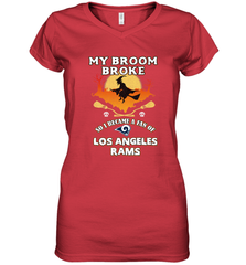 Broom Broke So I Became A Fan of Los Angeles Rams   NFL Halloween Costume Women's V-Neck T-Shirt Women's V-Neck T-Shirt - belovedtshirt