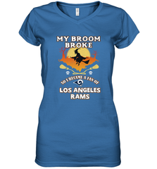 Broom Broke So I Became A Fan of Los Angeles Rams   NFL Halloween Costume Women's V-Neck T-Shirt Women's V-Neck T-Shirt - belovedtshirt