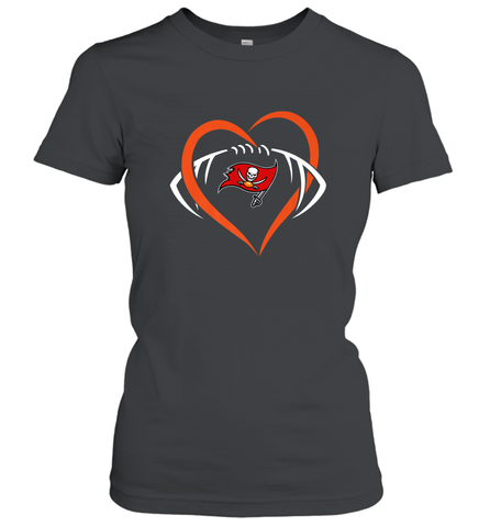 NFL Tampa Bay Buccaneers Heart Love Football Women's T-Shirt Women's T-Shirt / Black / S Women's T-Shirt - belovedtshirt