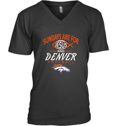 Sundays Are For Jesus and Denver Funny Christian Football Men's V-Neck