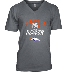 Sundays Are For Jesus and Denver Funny Christian Football Men's V-Neck Men's V-Neck - belovedtshirt