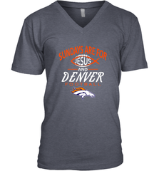 Sundays Are For Jesus and Denver Funny Christian Football Men's V-Neck Men's V-Neck - belovedtshirt