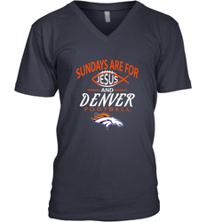 Sundays Are For Jesus and Denver Funny Christian Football Men's V-Neck