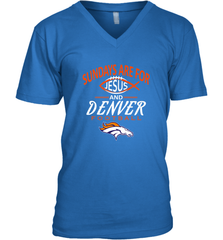Sundays Are For Jesus and Denver Funny Christian Football Men's V-Neck Men's V-Neck - belovedtshirt