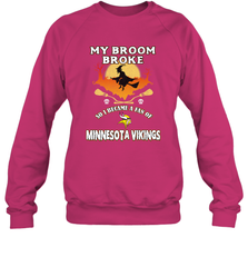 Broom Broke So I Became A Fan of Minnesota Viking NFL Halloween Costume Crewneck Sweatshirt Crewneck Sweatshirt - belovedtshirt