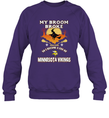 Broom Broke So I Became A Fan of Minnesota Viking NFL Halloween Costume Crewneck Sweatshirt Crewneck Sweatshirt - belovedtshirt