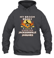 Broom Broke So I Became A Fan of Jacksonville Jaguars NFL Halloween Costume Hooded Sweatshirt Hooded Sweatshirt - belovedtshirt
