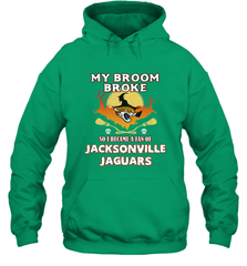 Broom Broke So I Became A Fan of Jacksonville Jaguars NFL Halloween Costume Hooded Sweatshirt Hooded Sweatshirt - belovedtshirt