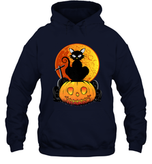 Happy Halloween Spooky Pumpkins Black Cat For Women Hooded Sweatshirt Hooded Sweatshirt - belovedtshirt