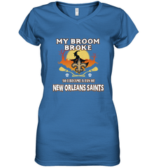 Broom Broke So I Became A Fan of New Orleans Saints   NFL Halloween Costume Women's V-Neck T-Shirt Women's V-Neck T-Shirt - belovedtshirt