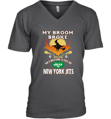 Broom Broke So I Became A fan of New York Jets  NFL Halloween Costume Men's V-Neck Men's V-Neck - belovedtshirt