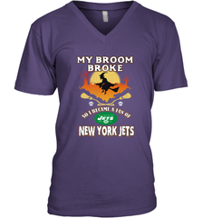 Broom Broke So I Became A fan of New York Jets  NFL Halloween Costume Men's V-Neck Men's V-Neck - belovedtshirt