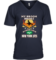 Broom Broke So I Became A fan of New York Jets  NFL Halloween Costume Men's V-Neck Men's V-Neck - belovedtshirt