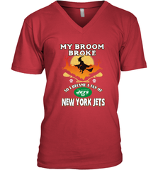 Broom Broke So I Became A fan of New York Jets  NFL Halloween Costume Men's V-Neck Men's V-Neck - belovedtshirt
