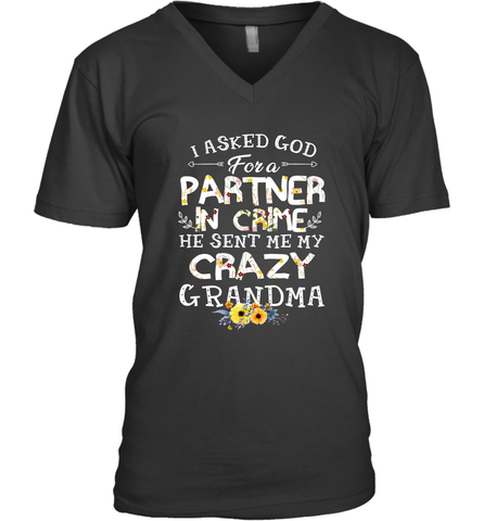 Crazy Grandma Partner in Crime design Men's V-Neck Men's V-Neck / Black / S Men's V-Neck - belovedtshirt