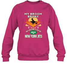 Broom Broke So I Became A fan of New York Jets  NFL Halloween Costume Crewneck Sweatshirt Crewneck Sweatshirt - belovedtshirt