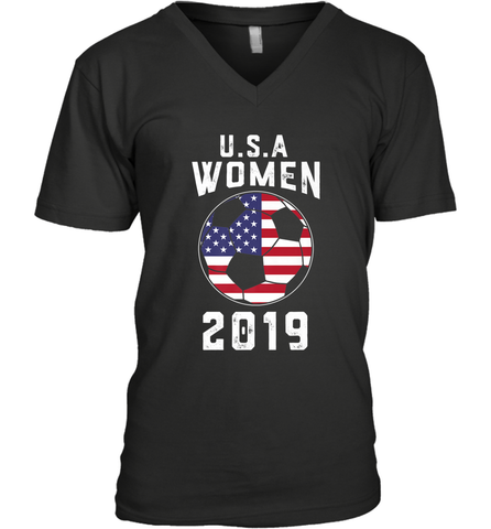 USA United States Women 2019 Soccer US Futbol Men's V-Neck Men's V-Neck / Black / S Men's V-Neck - belovedtshirt