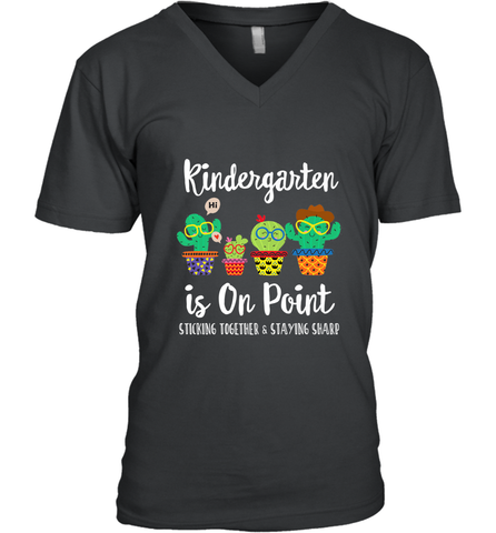 Kindergarten is on point, 1st day of school cactus teacher Men's V-Neck Men's V-Neck / Black / S Men's V-Neck - belovedtshirt