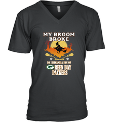 Broom Broke So I Became A Fan of Green Bay Packers  NFL Halloween Costume Men's V-Neck Men's V-Neck - belovedtshirt