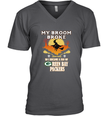 Broom Broke So I Became A Fan of Green Bay Packers  NFL Halloween Costume Men's V-Neck Men's V-Neck - belovedtshirt