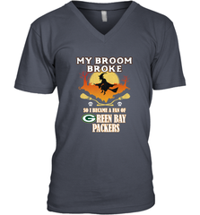 Broom Broke So I Became A Fan of Green Bay Packers  NFL Halloween Costume Men's V-Neck Men's V-Neck - belovedtshirt