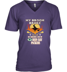 Broom Broke So I Became A Fan of Green Bay Packers  NFL Halloween Costume Men's V-Neck Men's V-Neck - belovedtshirt