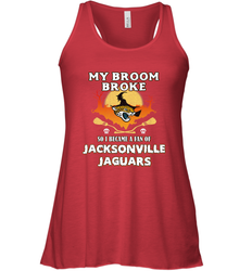 Broom Broke So I Became A Fan of Jacksonville Jaguars NFL Halloween Costume Women's Racerback Tank