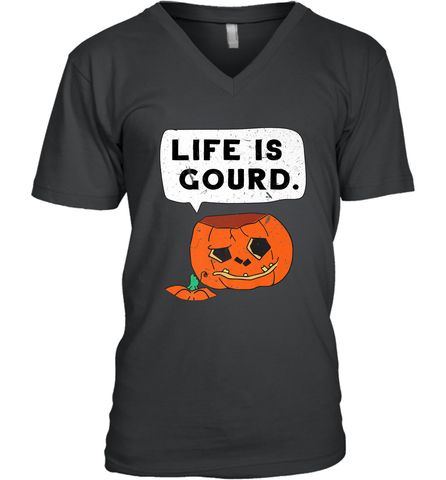 Funny Life Is Gourd Halloween Trick Or Treat Pumpkin Men's V-Neck Men's V-Neck / Black / S Men's V-Neck - belovedtshirt
