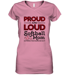 Proud And Loud Softball Mom Women's V-Neck T-Shirt Women's V-Neck T-Shirt - belovedtshirt