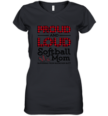 Proud And Loud Softball Mom Women's V-Neck T-Shirt Women's V-Neck T-Shirt - belovedtshirt