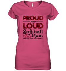 Proud And Loud Softball Mom Women's V-Neck T-Shirt Women's V-Neck T-Shirt - belovedtshirt