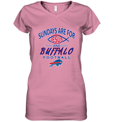 Sundays Are For Jesus and Buffalo Funny Christian Football 1 Women's V-Neck T-Shirt Women's V-Neck T-Shirt - belovedtshirt