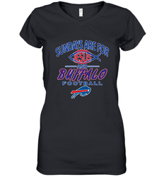 Sundays Are For Jesus and Buffalo Funny Christian Football 1 Women's V-Neck T-Shirt