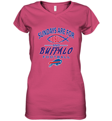 Sundays Are For Jesus and Buffalo Funny Christian Football 1 Women's V-Neck T-Shirt Women's V-Neck T-Shirt - belovedtshirt
