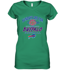 Sundays Are For Jesus and Buffalo Funny Christian Football 1 Women's V-Neck T-Shirt Women's V-Neck T-Shirt - belovedtshirt