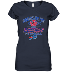Sundays Are For Jesus and Buffalo Funny Christian Football 1 Women's V-Neck T-Shirt