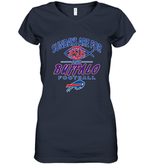 Sundays Are For Jesus and Buffalo Funny Christian Football 1 Women's V-Neck T-Shirt Women's V-Neck T-Shirt - belovedtshirt