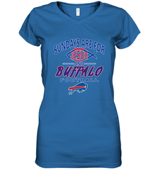 Sundays Are For Jesus and Buffalo Funny Christian Football 1 Women's V-Neck T-Shirt Women's V-Neck T-Shirt - belovedtshirt
