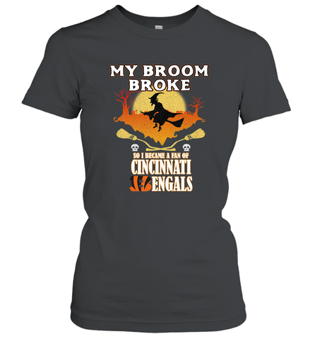 Broom Broke So I Became A fan of Cincinnati Bengals Halloween Costume Women's T-Shirt Women's T-Shirt / Black / S Women's T-Shirt - belovedtshirt